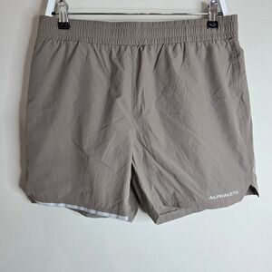 ALPHALETE Athletic Shorts Taupe Mens Size Medium Gym Workout Running Casual